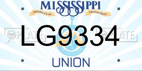 LG9334 Mississippi License Plate