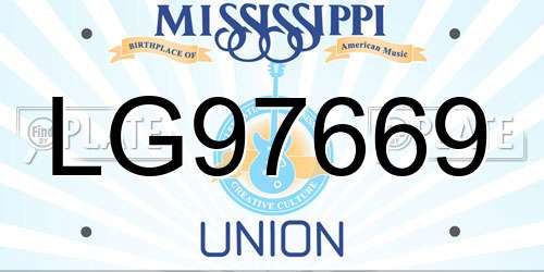 LG97669 Mississippi License Plate