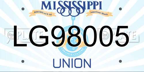 LG98005 Mississippi License Plate