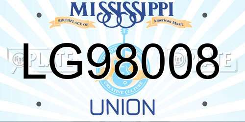 LG98008 Mississippi License Plate