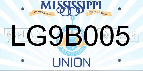LG9B005 Mississippi License Plate
