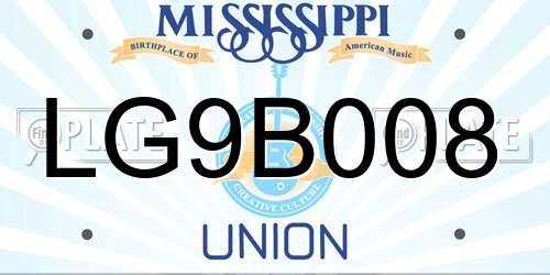 LG9B008 Mississippi License Plate