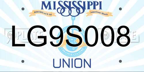 LG9S008 Mississippi License Plate