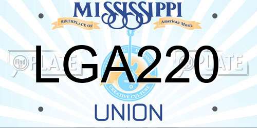 LGA220 Mississippi License Plate