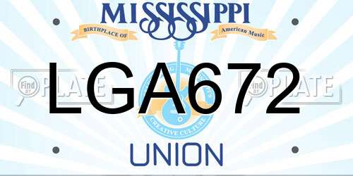LGA672 Mississippi License Plate