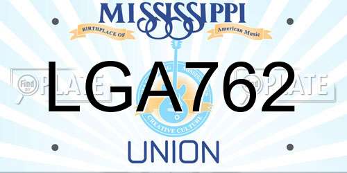 LGA762 Mississippi License Plate