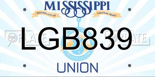 LGB839 Mississippi License Plate