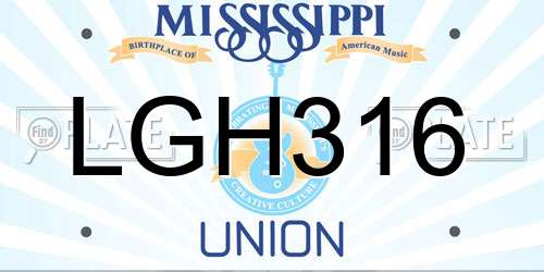 LGH316 Mississippi License Plate