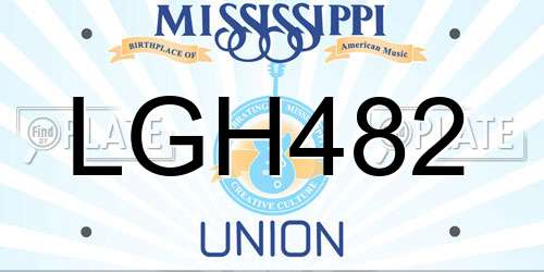 LGH482 Mississippi License Plate