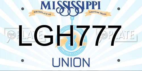 LGH777 Mississippi License Plate