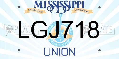 LGJ718 Mississippi License Plate