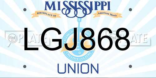 LGJ868 Mississippi License Plate
