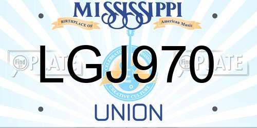 LGJ970 Mississippi License Plate