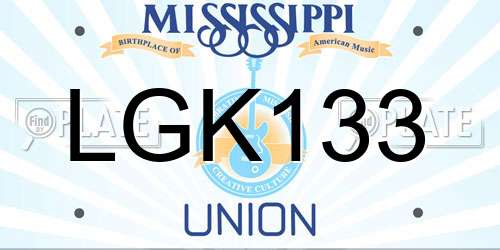 LGK133 Mississippi License Plate