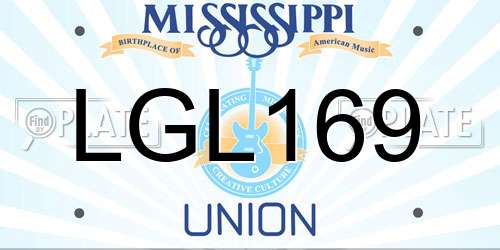 LGL169 Mississippi License Plate