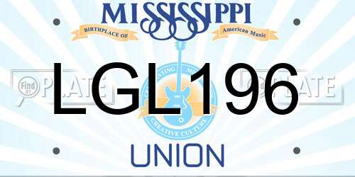 LGL196 Mississippi License Plate