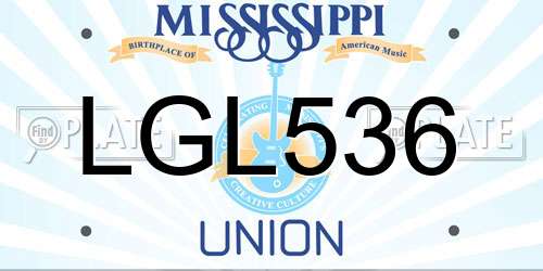 LGL536 Mississippi License Plate