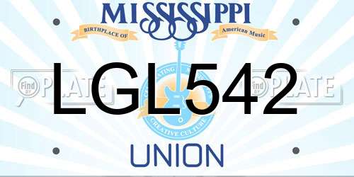 LGL542 Mississippi License Plate