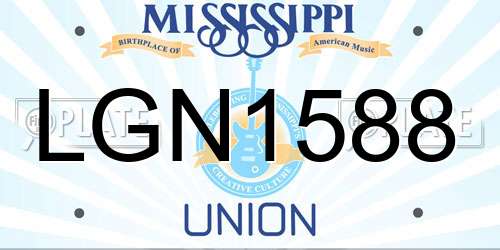 LGN1588 Mississippi License Plate