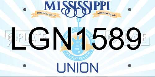 LGN1589 Mississippi License Plate