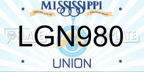 LGN980 Mississippi License Plate