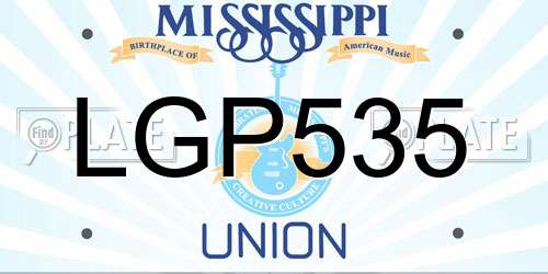 LGP535 Mississippi License Plate