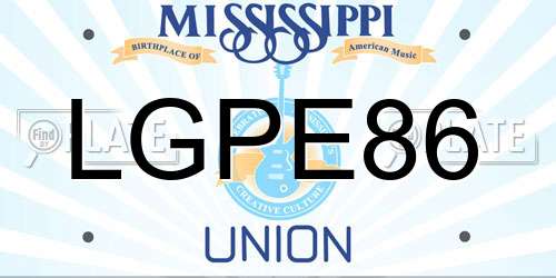 LGPE86 Mississippi License Plate