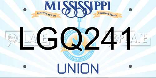 LGQ241 Mississippi License Plate