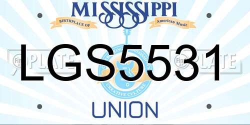 LGS5531 Mississippi License Plate