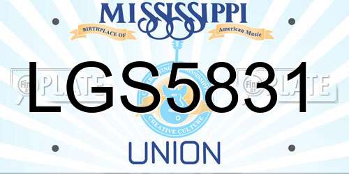 LGS5831 Mississippi License Plate