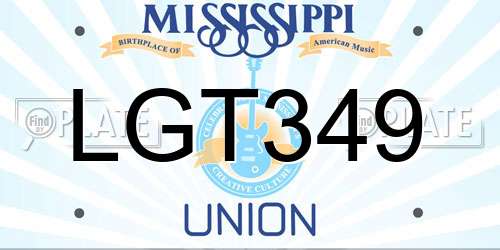 LGT349 Mississippi License Plate