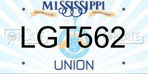 LGT562 Mississippi License Plate
