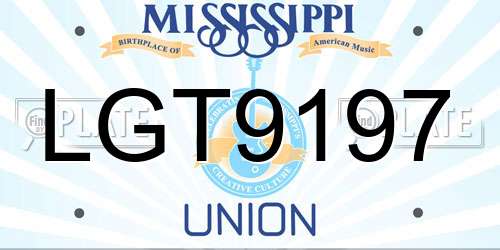 LGT9197 Mississippi License Plate