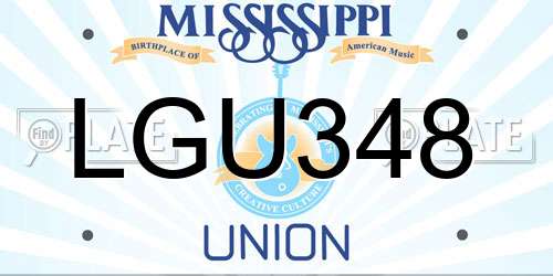 LGU348 Mississippi License Plate