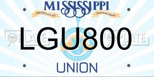 LGU800 Mississippi License Plate
