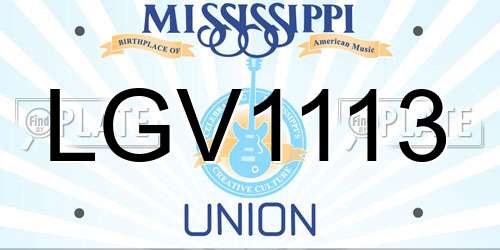 LGV1113 Mississippi License Plate