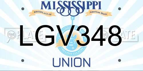 LGV348 Mississippi License Plate