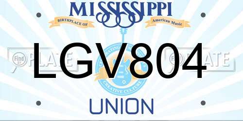 LGV804 Mississippi License Plate