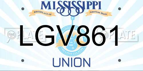 LGV861 Mississippi License Plate