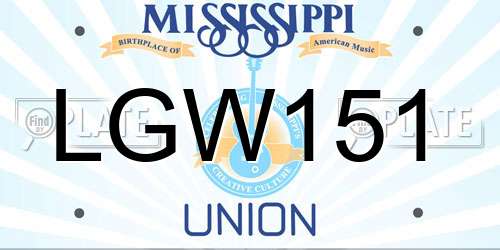 LGW151 Mississippi License Plate