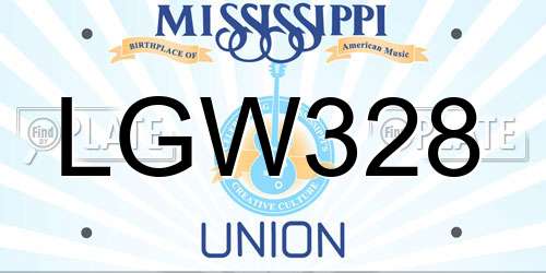 LGW328 Mississippi License Plate