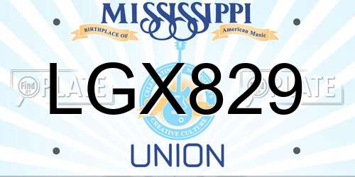 LGX829 Mississippi License Plate