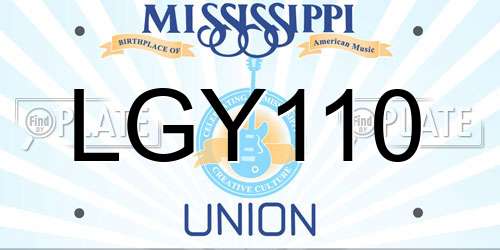 LGY110 Mississippi License Plate