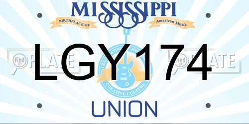LGY174 Mississippi License Plate