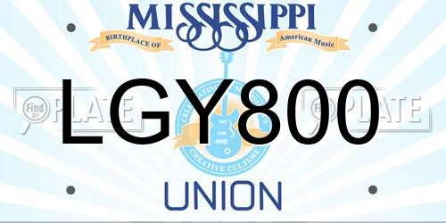 LGY800 Mississippi License Plate