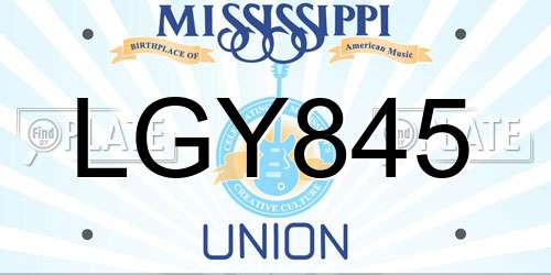 LGY845 Mississippi License Plate
