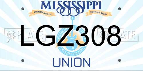 LGZ308 Mississippi License Plate