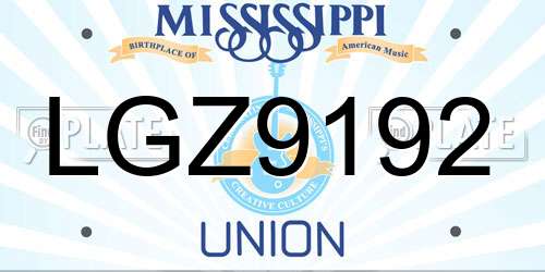 LGZ9192 Mississippi License Plate