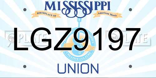 LGZ9197 Mississippi License Plate
