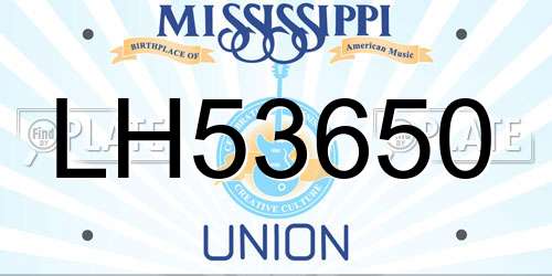 LH53650 Mississippi License Plate